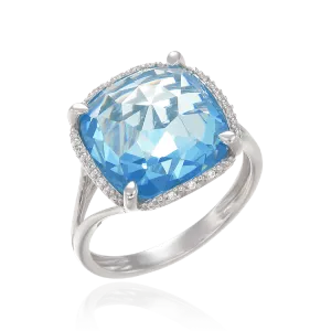 Cushion Cut Blue Ring