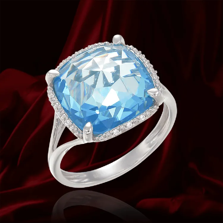 Cushion Cut Blue Ring