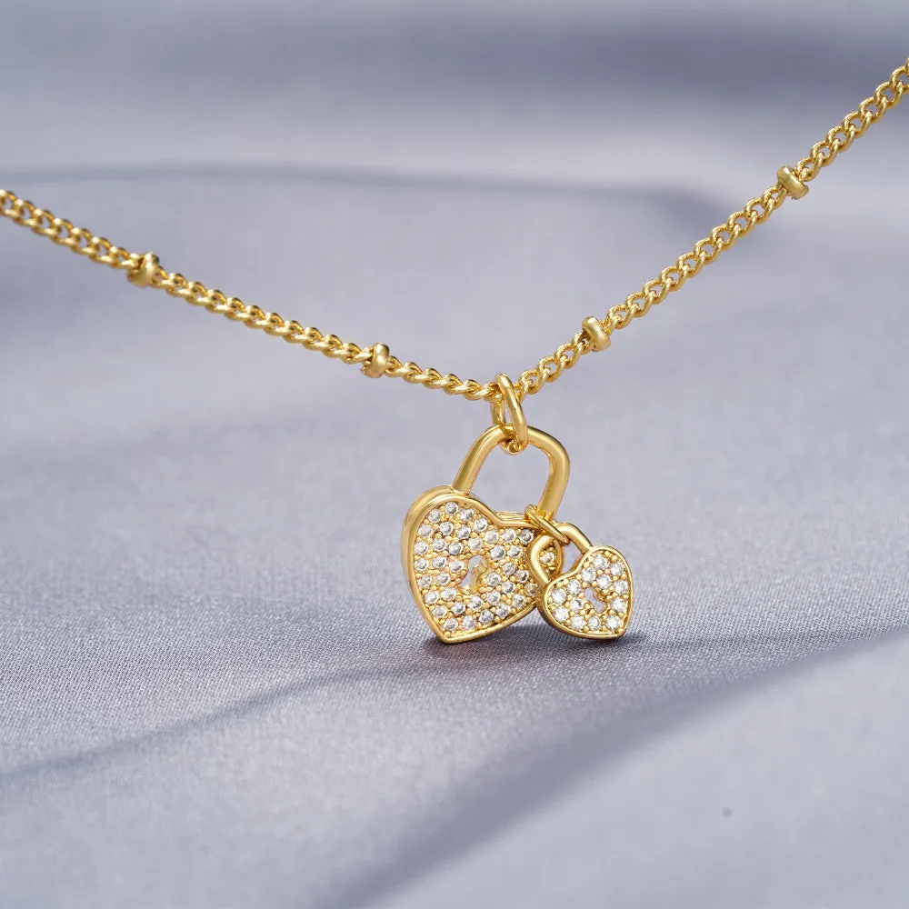 Dainty 14k Gold Plated Adjustable Anklets- Heart Lock