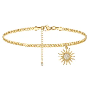 Dainty 14k Gold Plated Adjustable Anklets- Sun