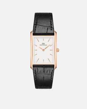 Daniel Wellington Bound 35x24 Black Croc Leather RG White Watch