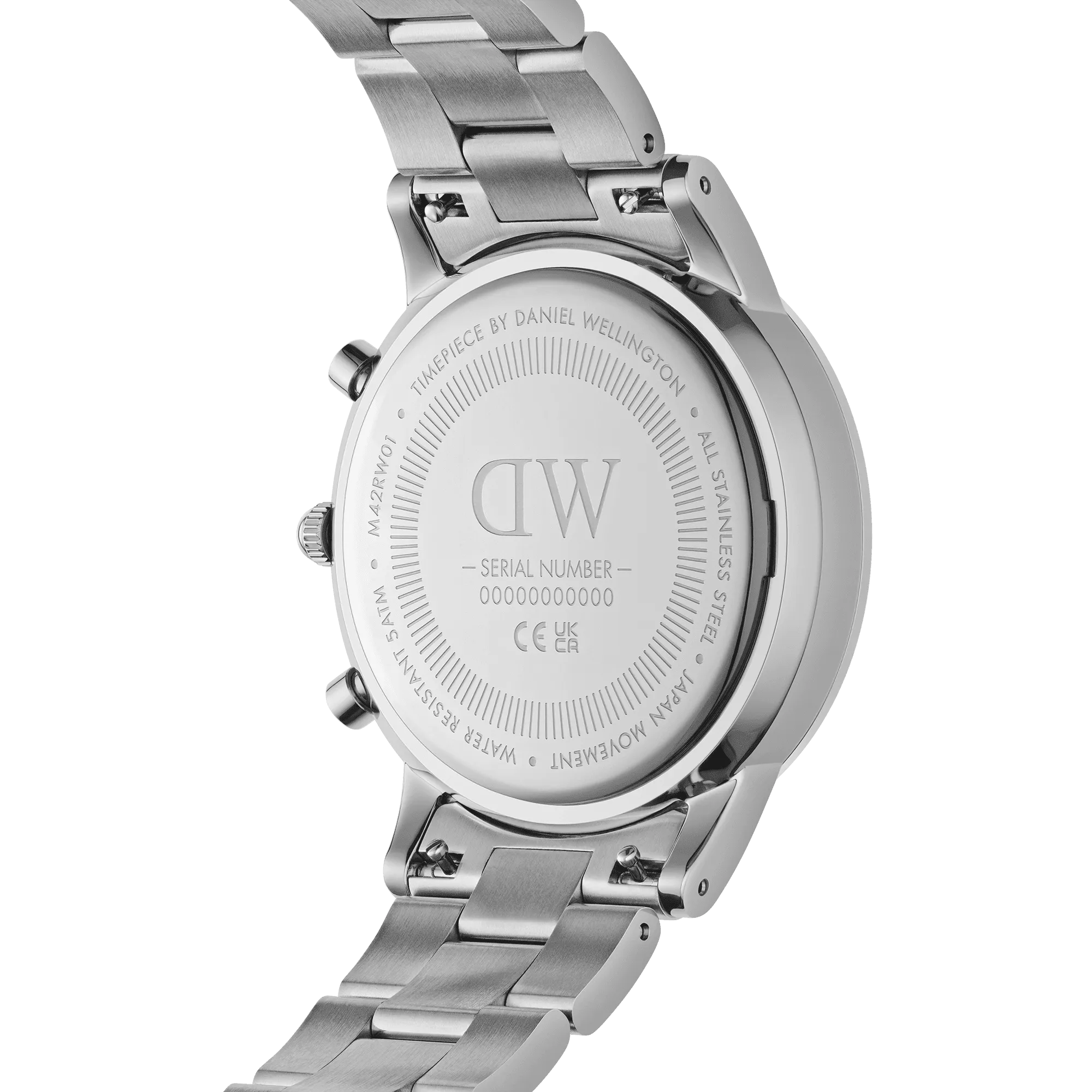 Daniel Wellington Iconic Chronograph 42 Link Silver & Black Sunray Watch