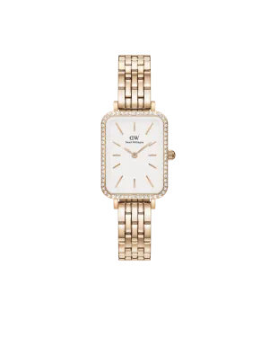 Daniel Wellington Quadro 20x26 Bezel 5-Link White & Rose Gold Watch