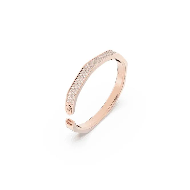 Dextera Octagon Pavé White Rose Gold-tone Plated Bangle