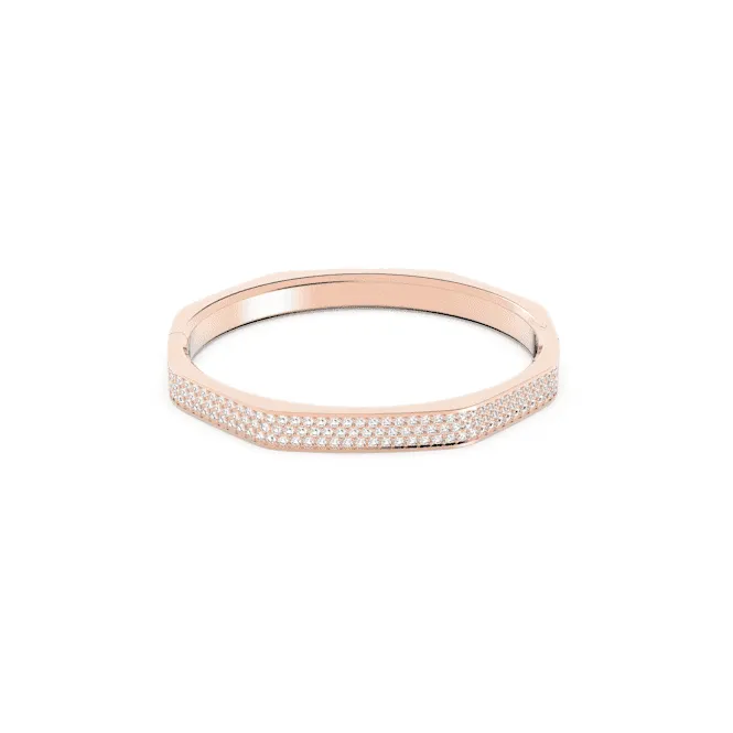 Dextera Octagon Pavé White Rose Gold-tone Plated Bangle