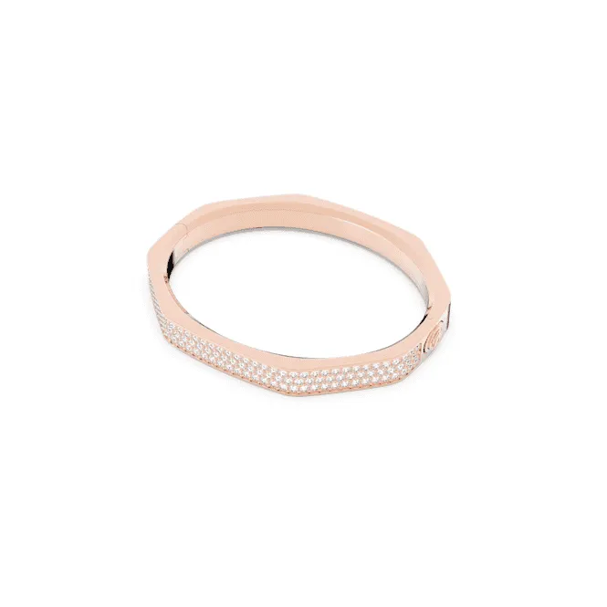 Dextera Octagon Pavé White Rose Gold-tone Plated Bangle