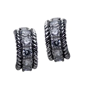 Diamond Simulant Twist Silver Earrings