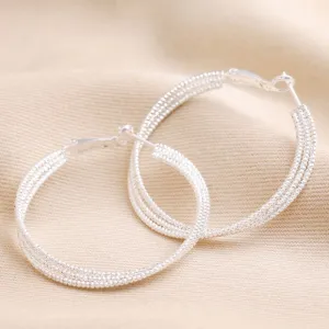 Dotted Triple Twisted Hoop Earrings in Silver 14387