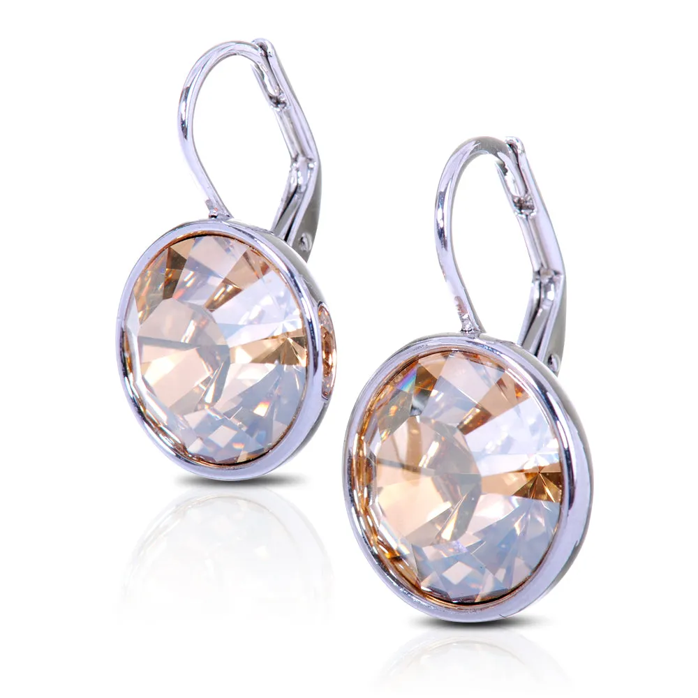 E7170 Round Dot Champagne Swarovski Elements Crystal Drop Earring