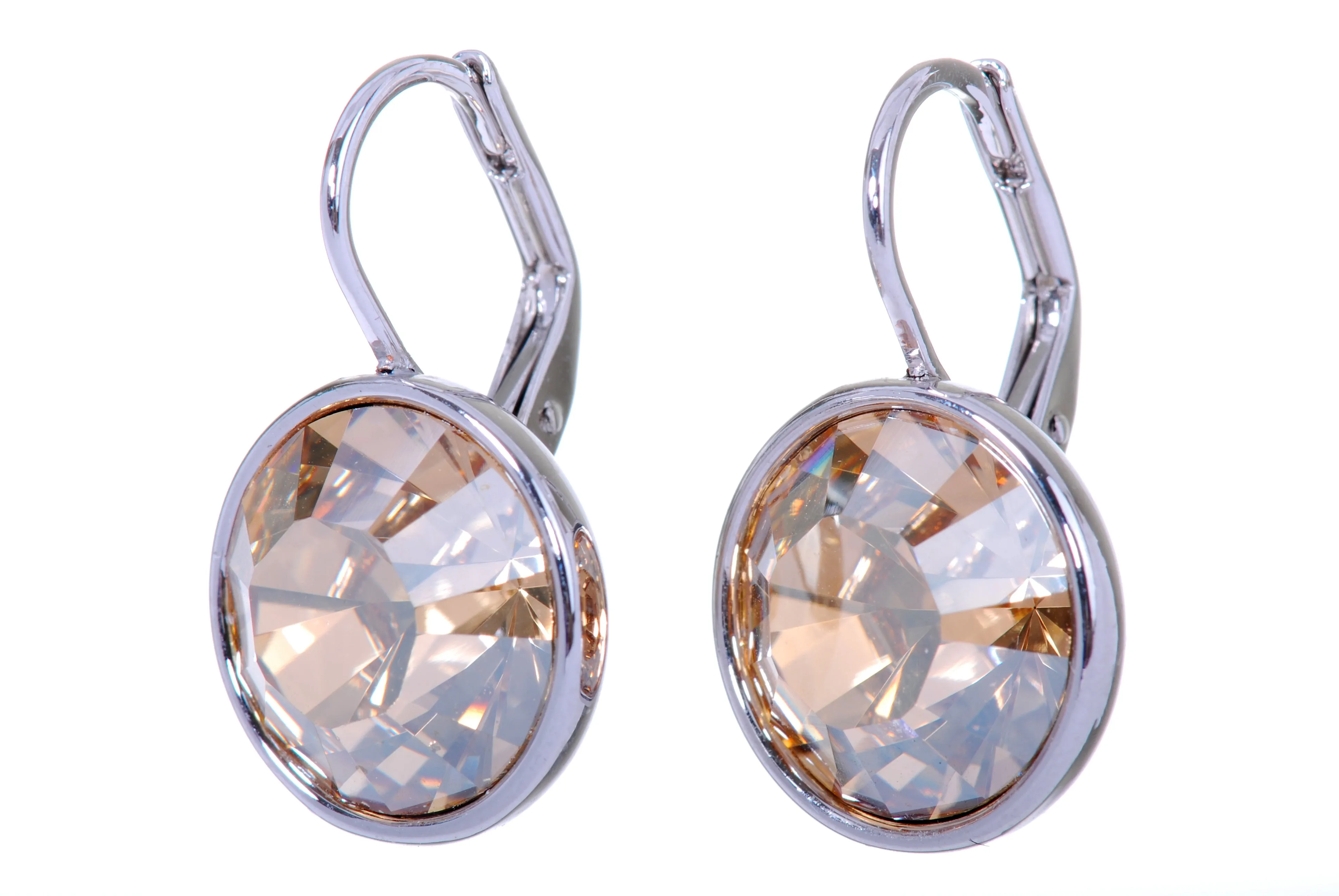 E7170 Round Dot Champagne Swarovski Elements Crystal Drop Earring