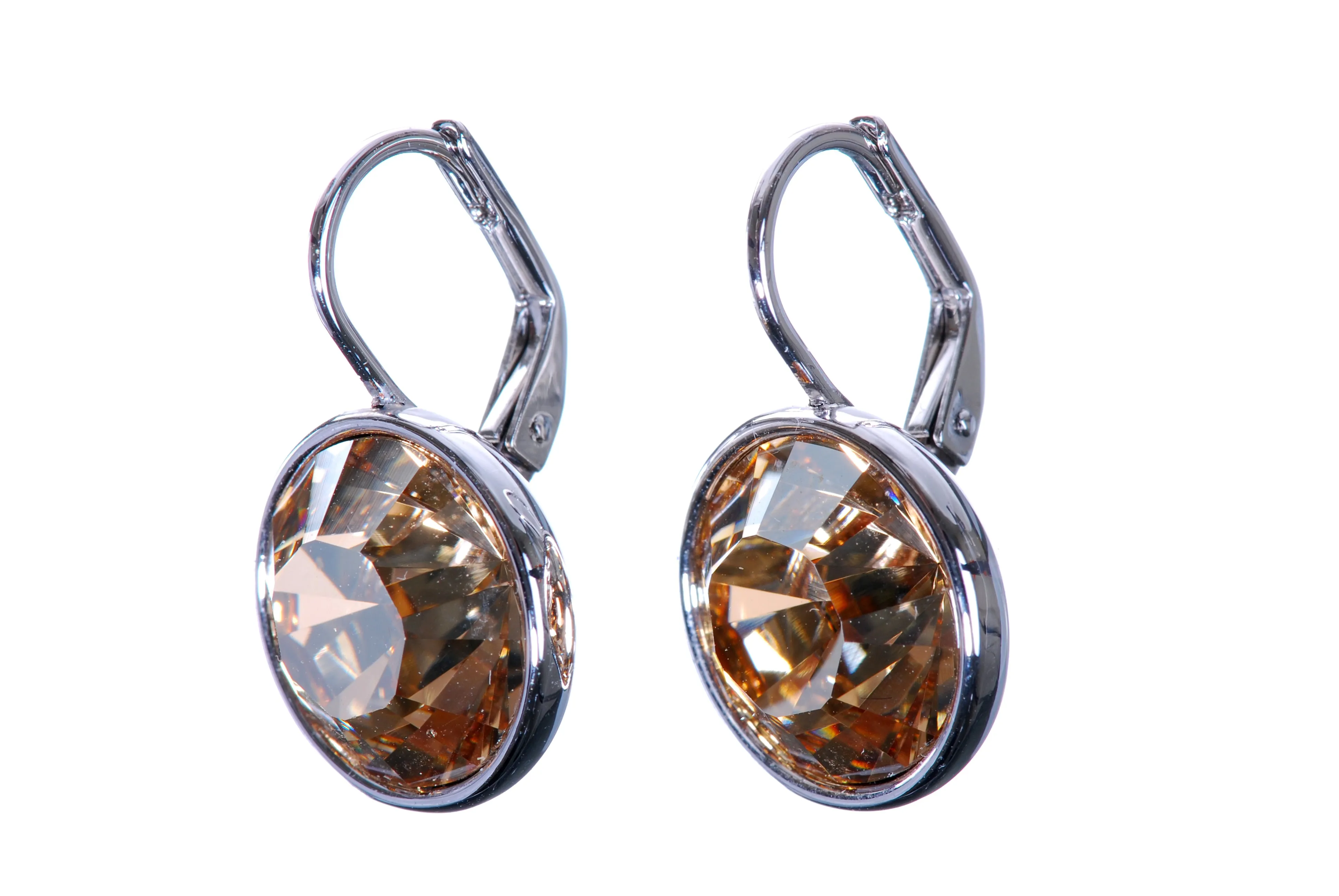 E7170 Round Dot Champagne Swarovski Elements Crystal Drop Earring