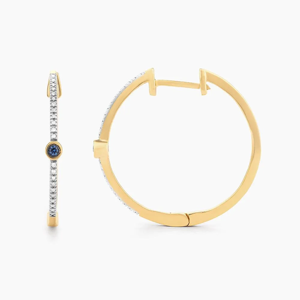 Ella Stein Drop Of Blue Hoop Earrings in Gold