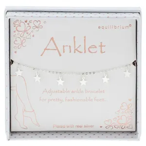 Equilibrium One Size Silver Plated Celestial Stars Anklet