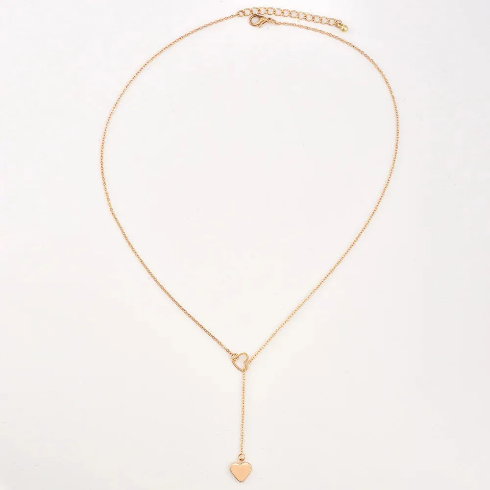 Europe United Big Fashion Popular Peach Heart Love Y-shaped Necklace