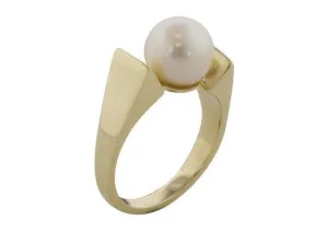 Fresh Water Pearl Ring Design, Yellow Gold