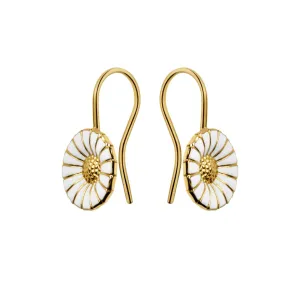 Georg Jensen DAISY Gold Plated Silver & White Enamel Drop Earrings 3539222