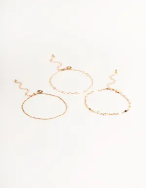 Gold Linked Diamond Anklet Pack