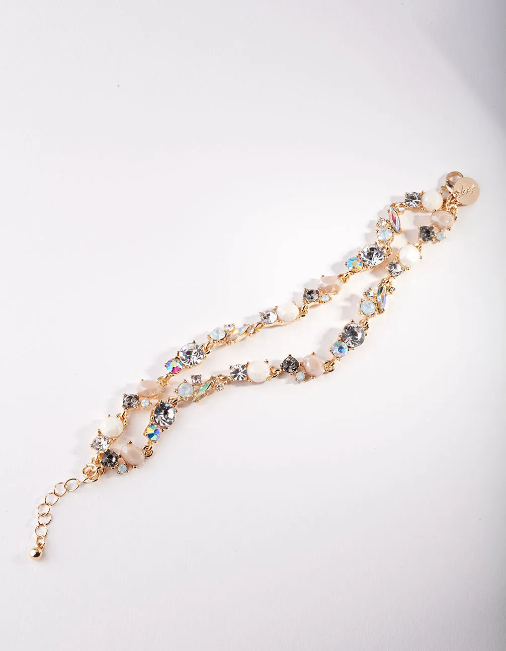 Gold Mixed Bead Double Row Bracelet