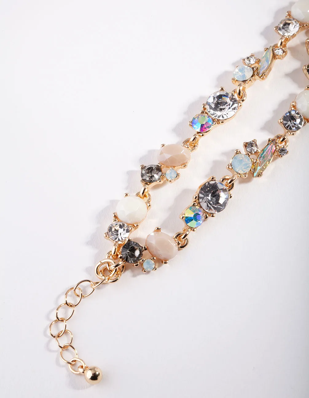 Gold Mixed Bead Double Row Bracelet