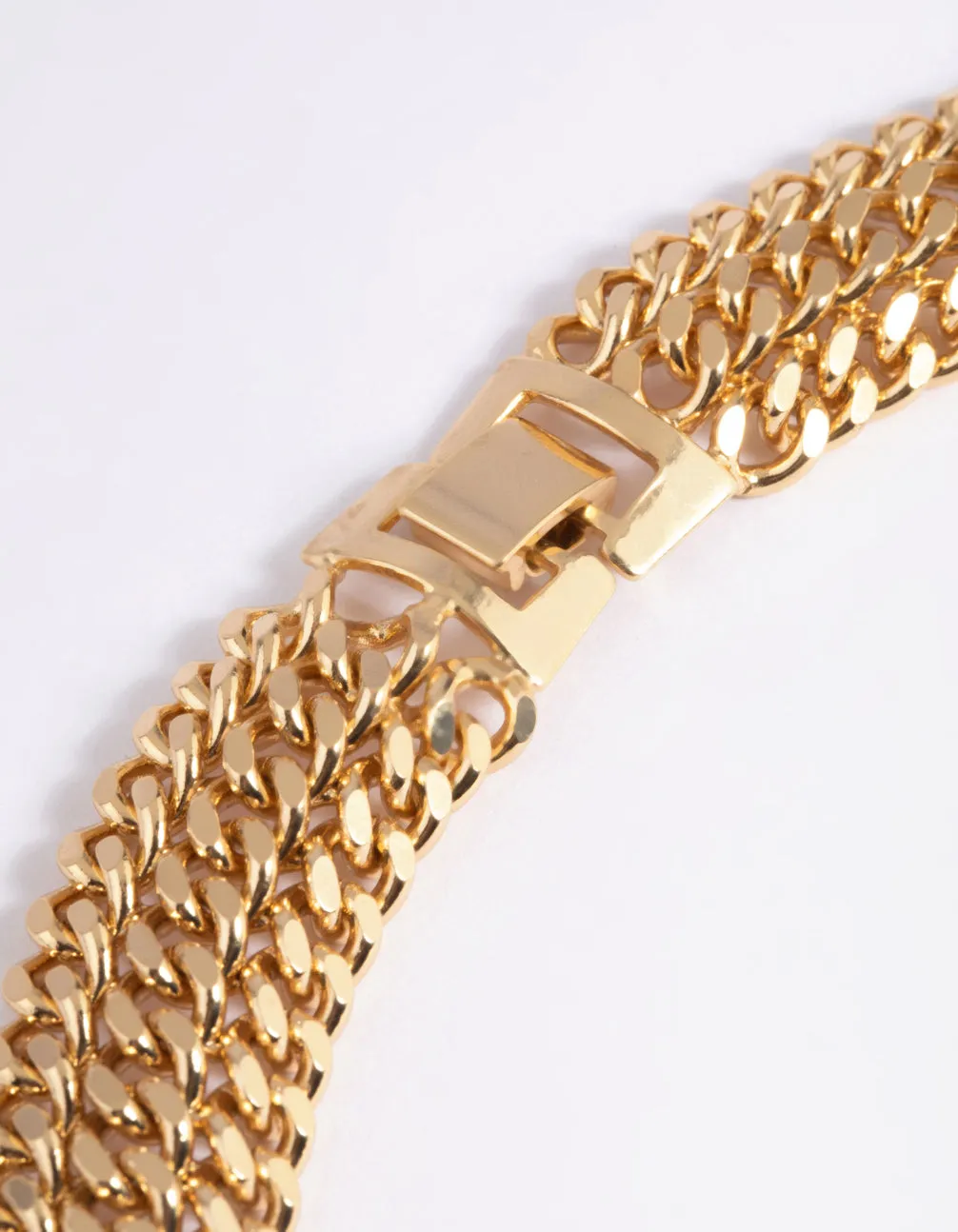 Gold Plated Curb Chain Layered Necklace