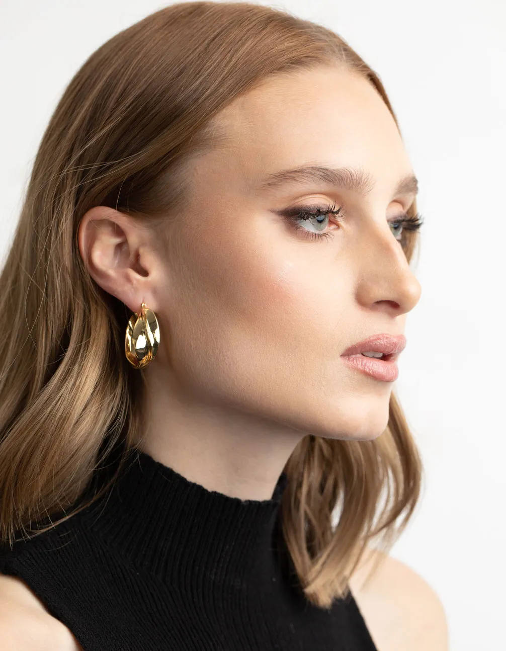 Gold Plated Etched Hoop Earrings