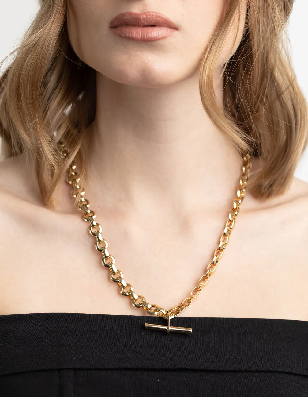 Gold Plated Fob Layered Necklace