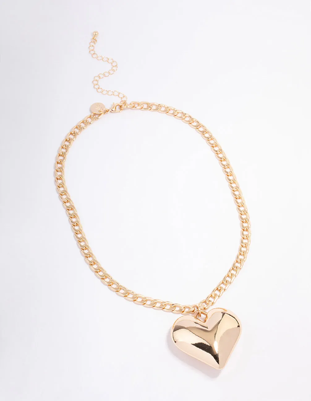 Gold Puffy Heart Short Necklace