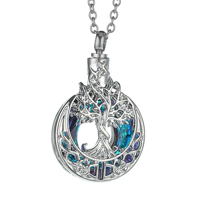 Heart Shaped Crystal Tree Urn Necklace Ashes Keepsake Pendant Jewelry Gifts For Women Girls