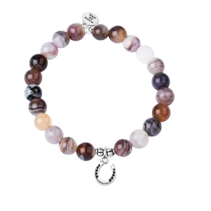 Horseshoe | Stone Beaded Charm Bracelet | Botswana