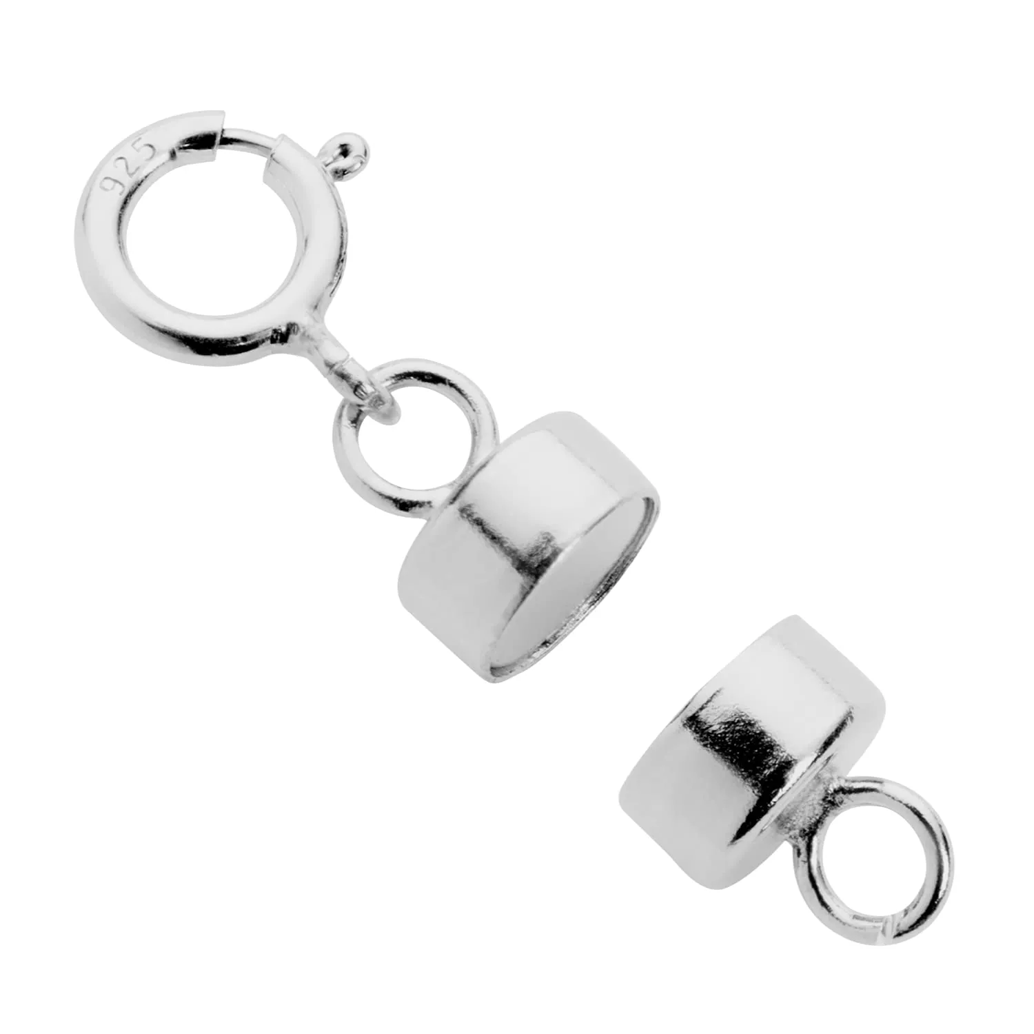 Jewelili Sterling Silver Round Magnetic Clasp Converter with Spring Ring for Necklace or Bracelet, 1 Clasp