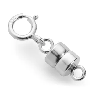 Jewelili Sterling Silver Round Magnetic Clasp Converter with Spring Ring for Necklace or Bracelet, 1 Clasp