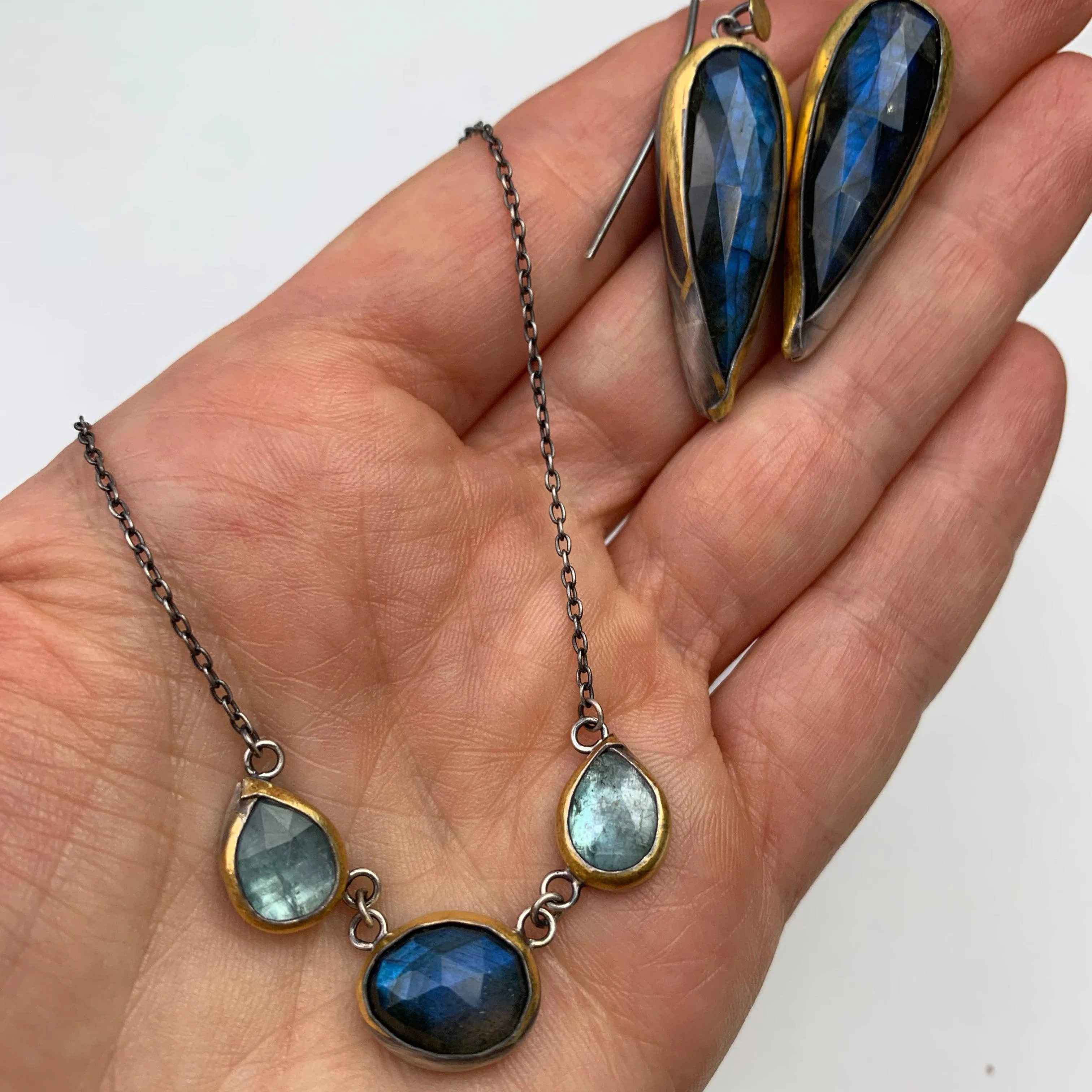 Labradorite Necklace and Earrings