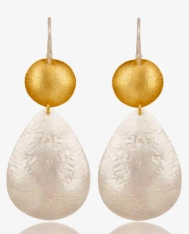 Lightweight Hammered Two-Tone Silver and Gold Dangle Earrings 2”