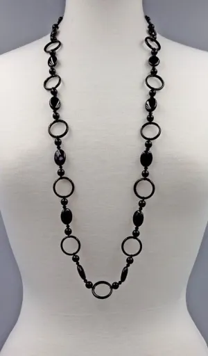 Long Onyx Ring Necklace