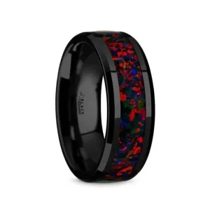 MATRIX Black Ceramic Men’s Wedding Band with Black Opal Inlay - 8mm