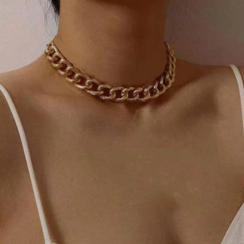 Matte Metal Chain Fashion Femme Jewelry 2024 Punk Necklace