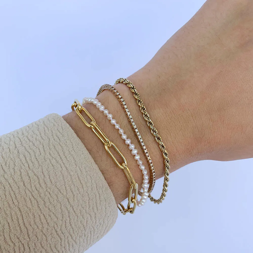 Micro Pearl Bracelet in 10k Gold