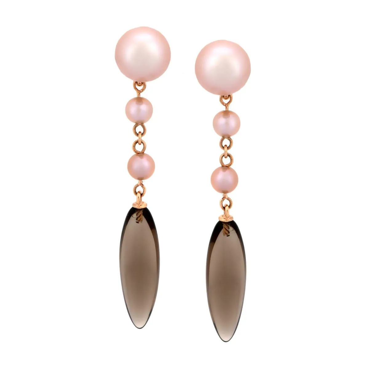 Mimi Milano Smoky Quartz Pearl 18k Rose Gold Earrings