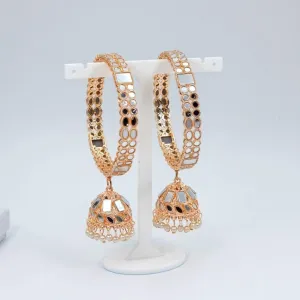 Minahil Rose Gold Mirror Jhumka Bangles