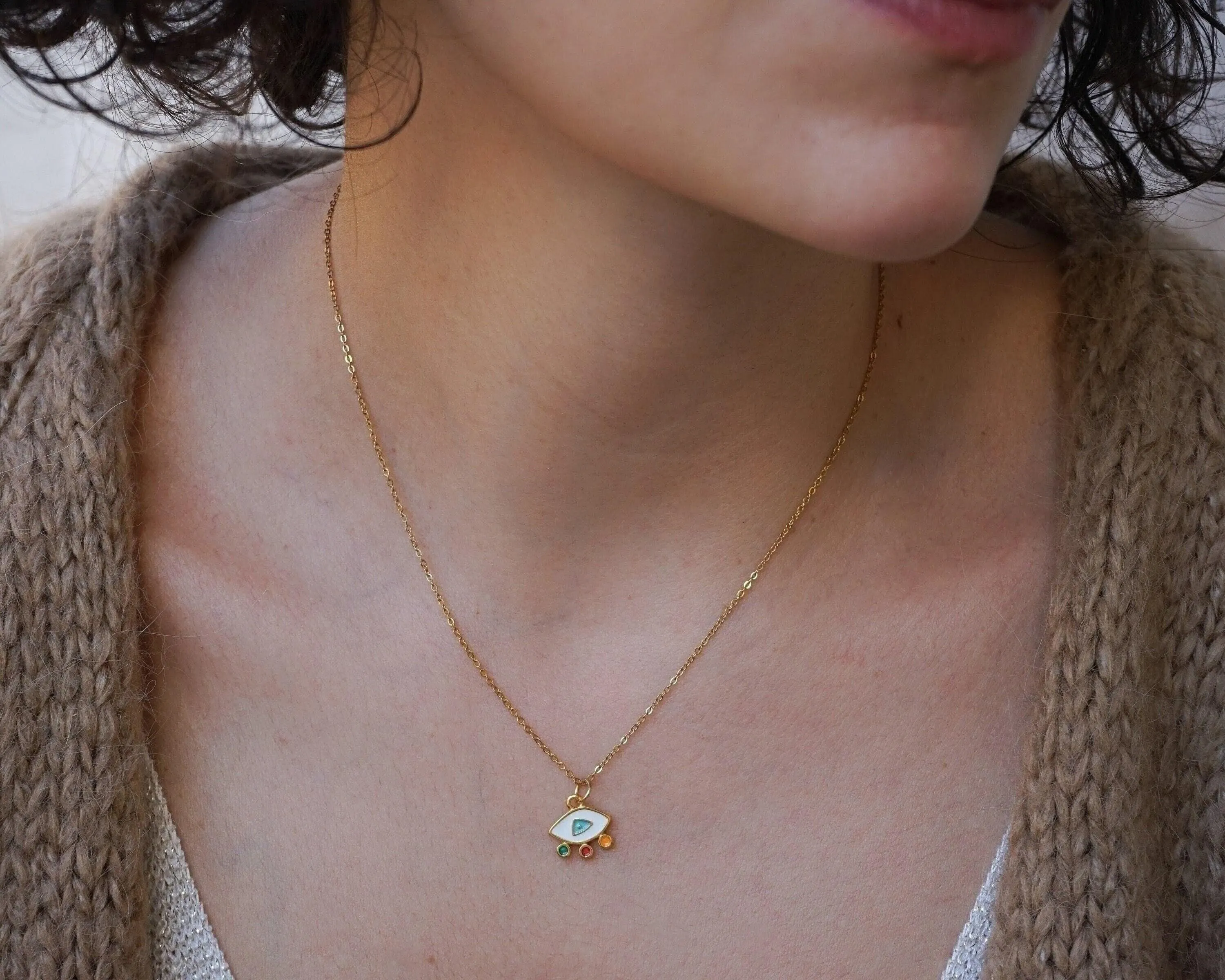 Mini Gold Evil Eye Necklace