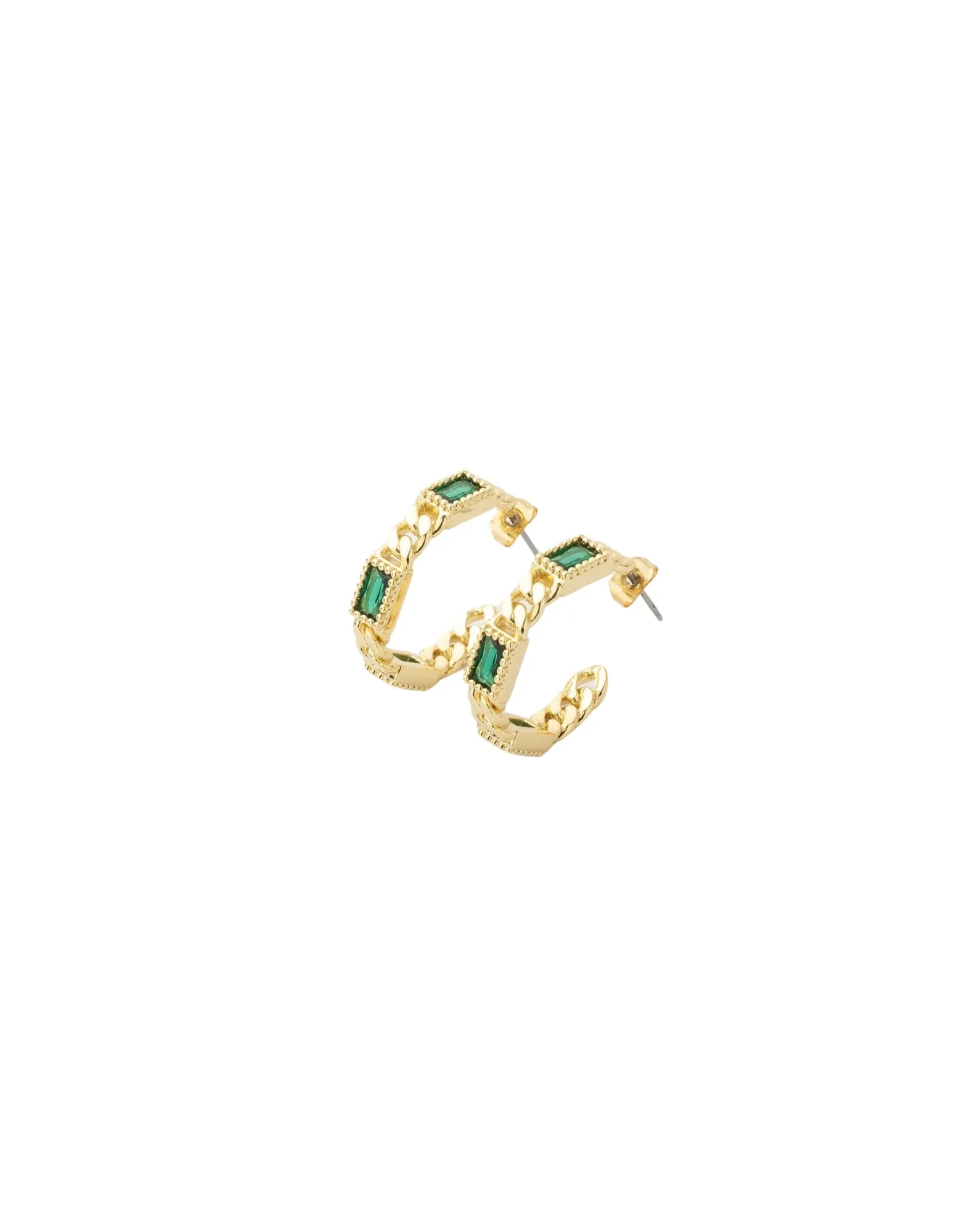 Mocha Emerson Chain Hoop Earring - Emerald/Gold