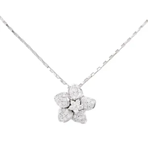 Modern Diamond Platinum Flower Necklace