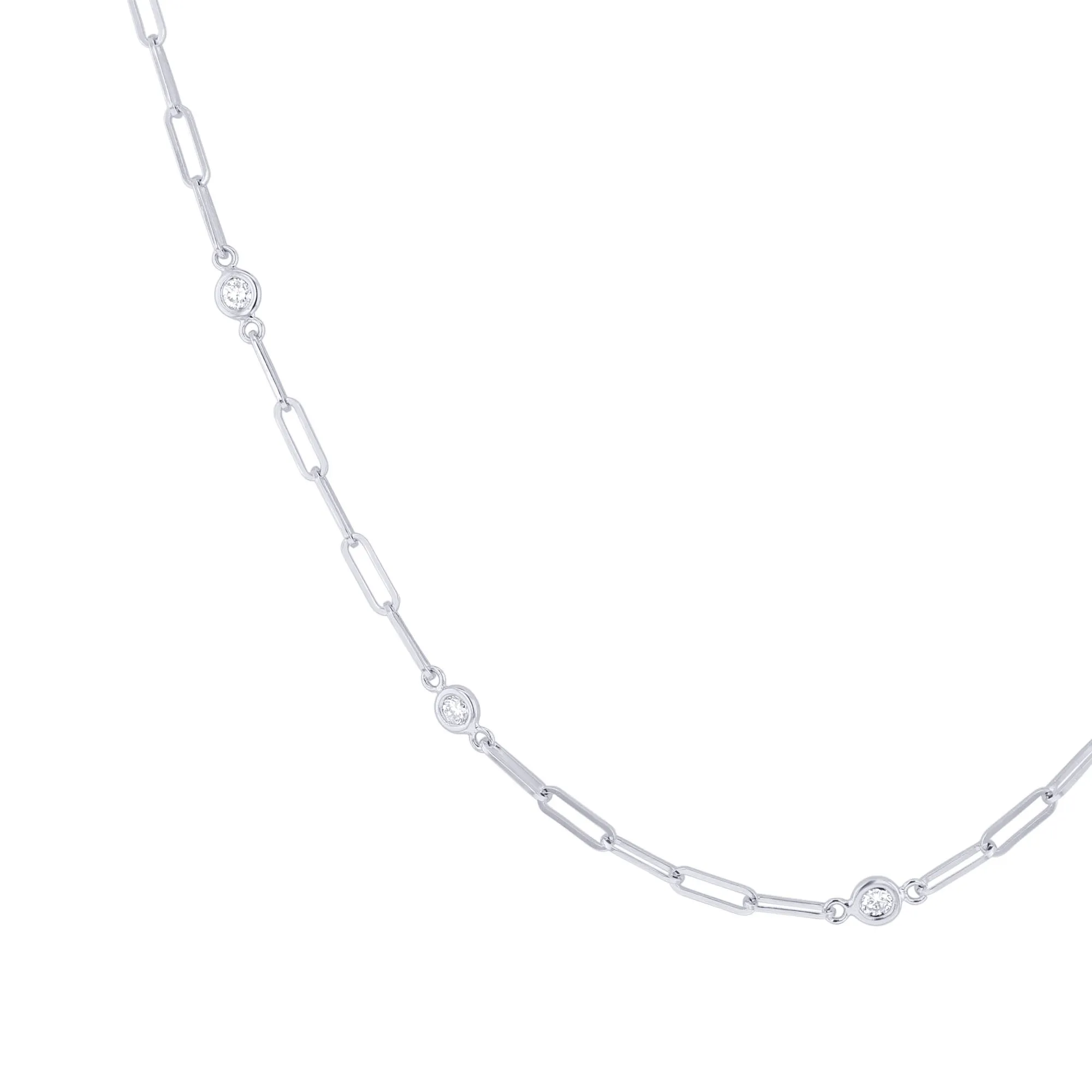 Modern Paperclip Station Diamond Necklace 3/4ct