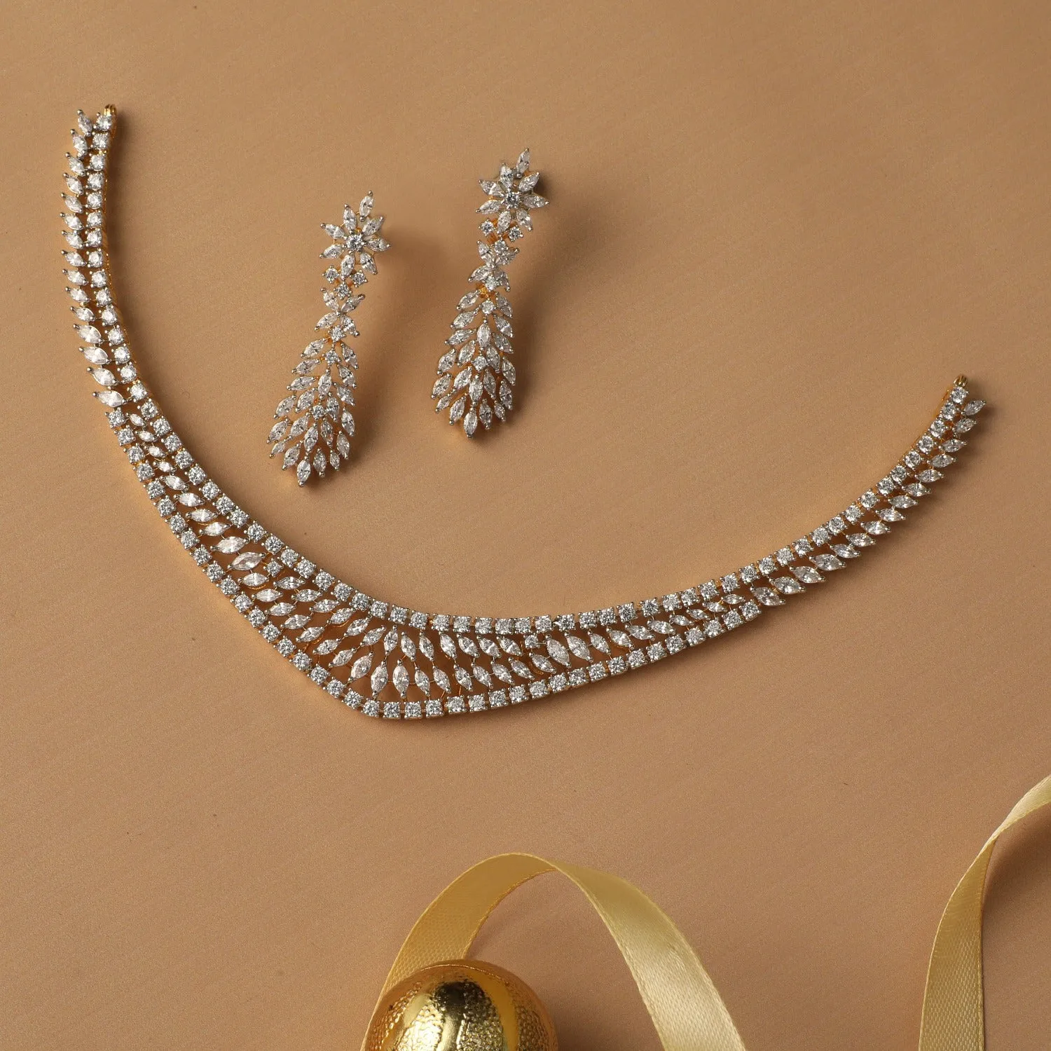 Modern Radiant CZ Hasli Necklace Set