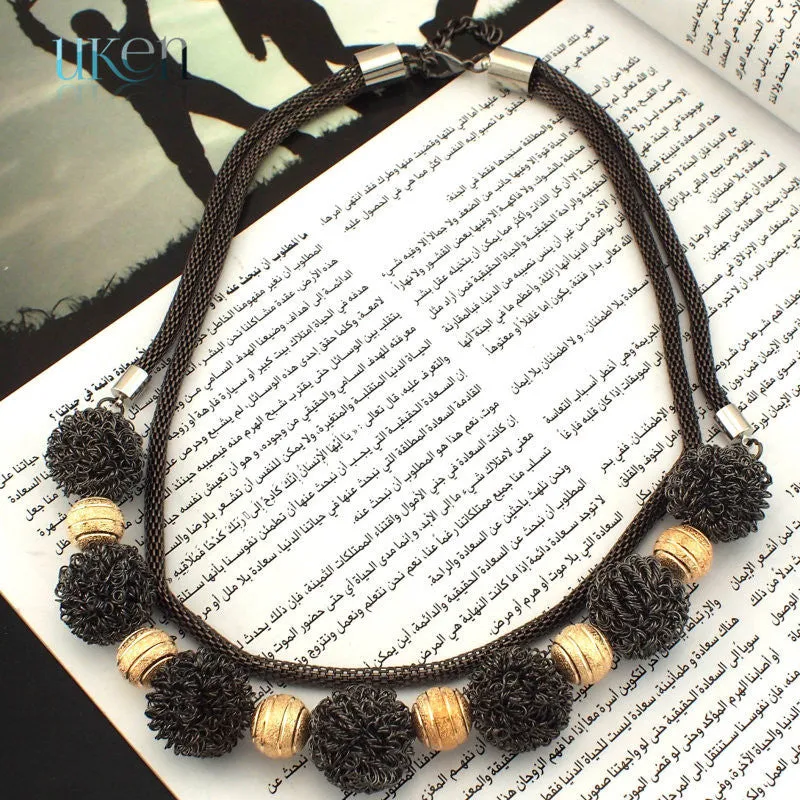 Multi layers Chain Metal Ball Pendants Necklaces Long Women Charm Jewelry Fashion Accessories Chokers Statement Necklaces