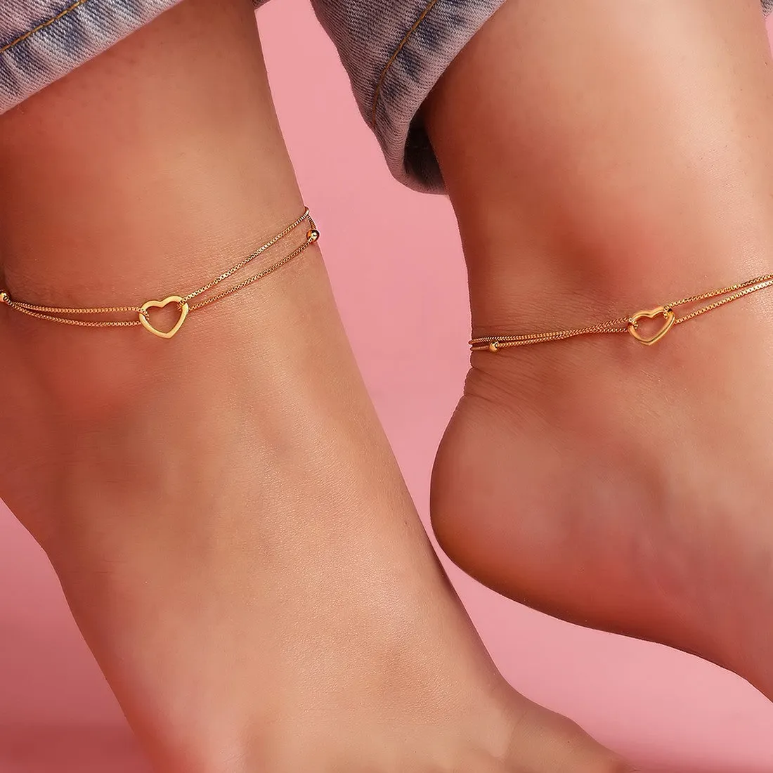 My Dainty Heart Rose Gold 925 Silver Anklets