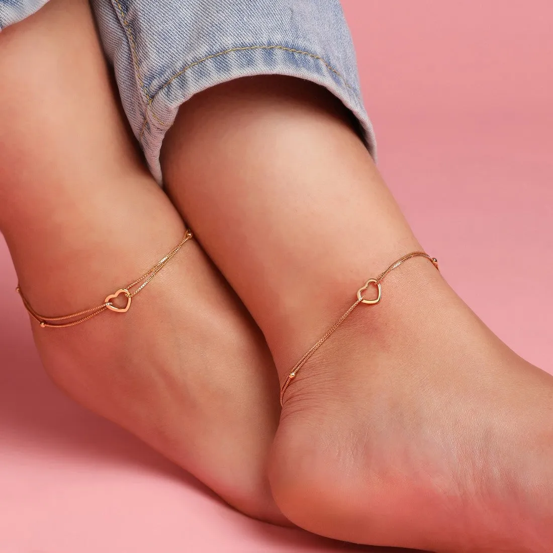 My Dainty Heart Rose Gold 925 Silver Anklets