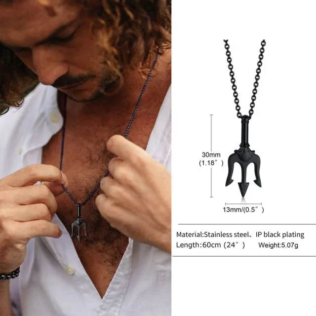 Neptune Trident Pendant Necklace