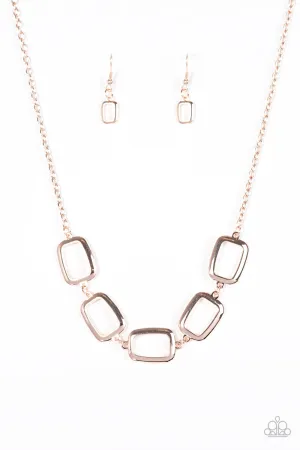 Paparazzi Necklace ~ Gorgeously Geometric - Rose Gold