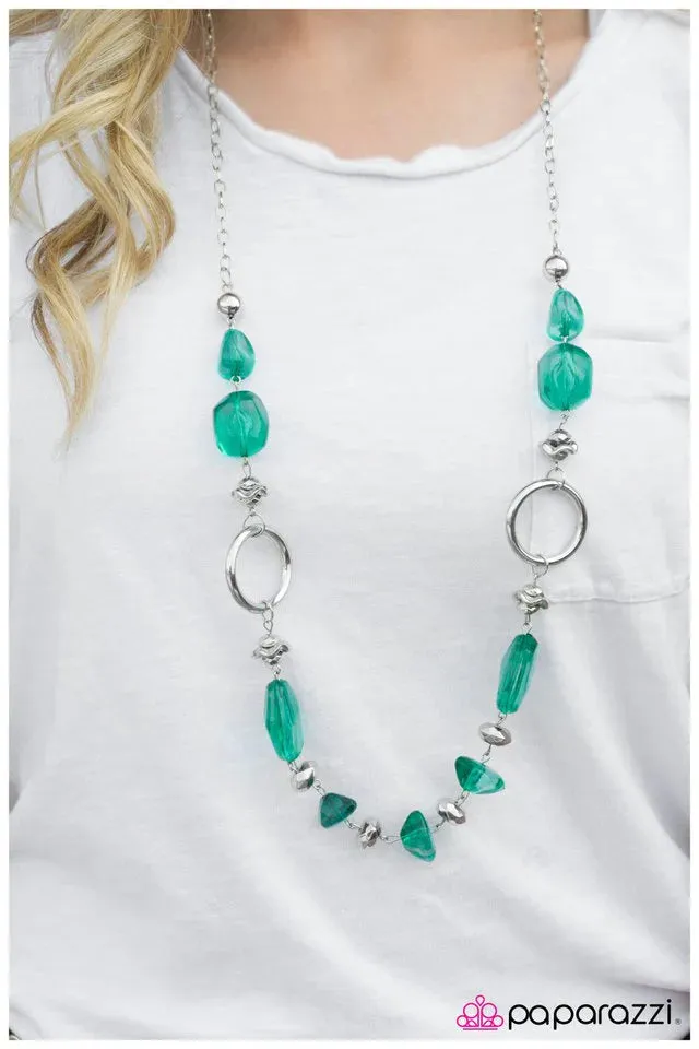 Paparazzi Necklace ~ On The Rocks - Green